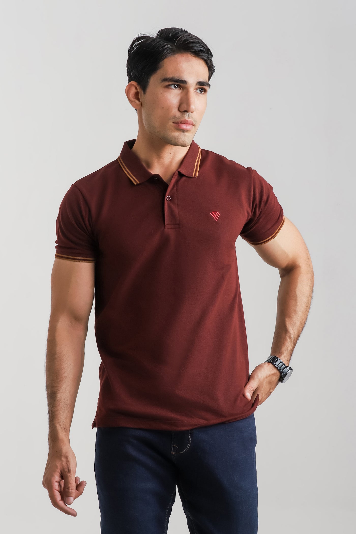 MAROON TIPPING POLO