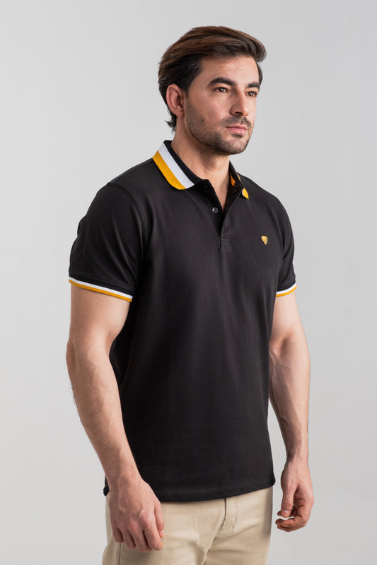 BLACK CONTRAST COLLAR POLO