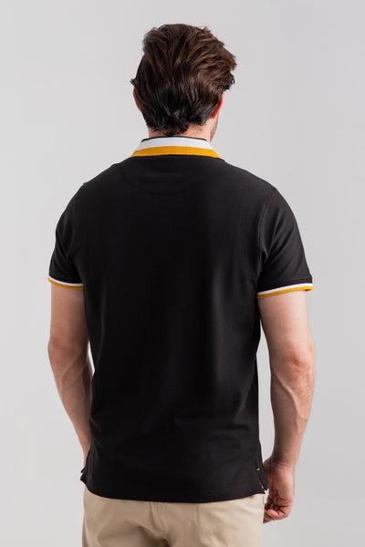 BLACK CONTRAST COLLAR POLO