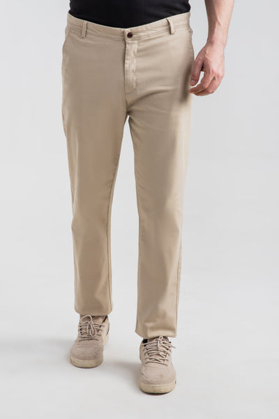 BEIGE STRETCH CHINO PANTS