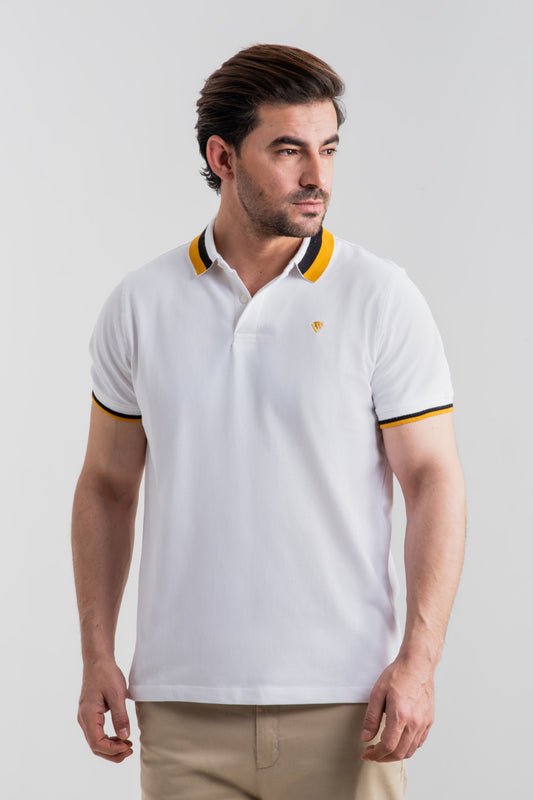 WHITE CONTRAST COLLAR POLO