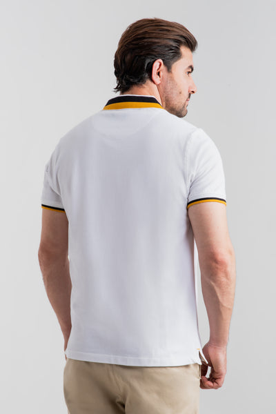 WHITE CONTRAST COLLAR POLO