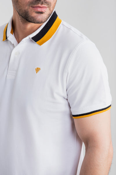 WHITE CONTRAST COLLAR POLO