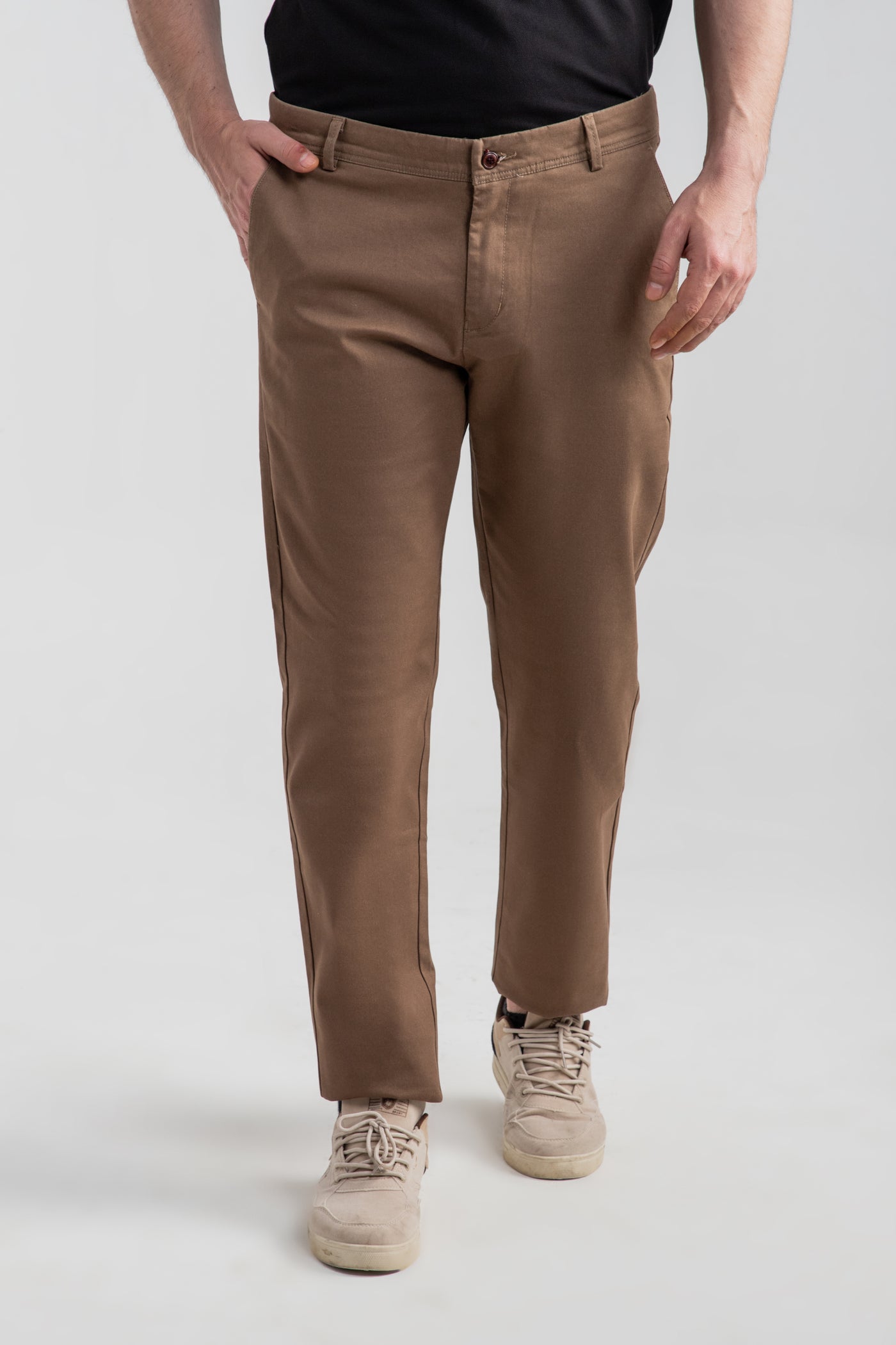 BROWN STRETCH CHINO PANTS