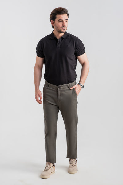 OLIVE STRETCH CHINO PANTS