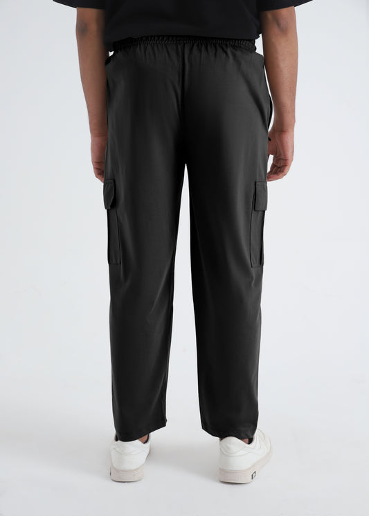 BLACK JERSEY CARGO TROUSER