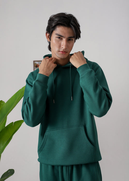 PURE COMFORT COTTON FLEECE FOREST GREEN CORD-SET