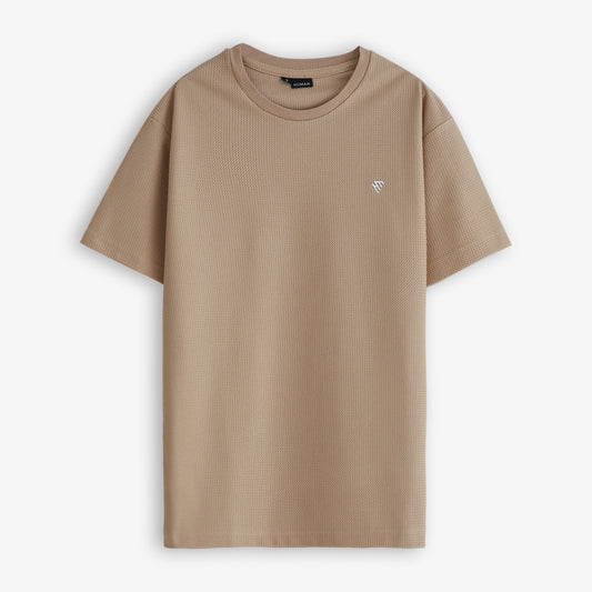 BEIGE WAFFLE KNIT TEE