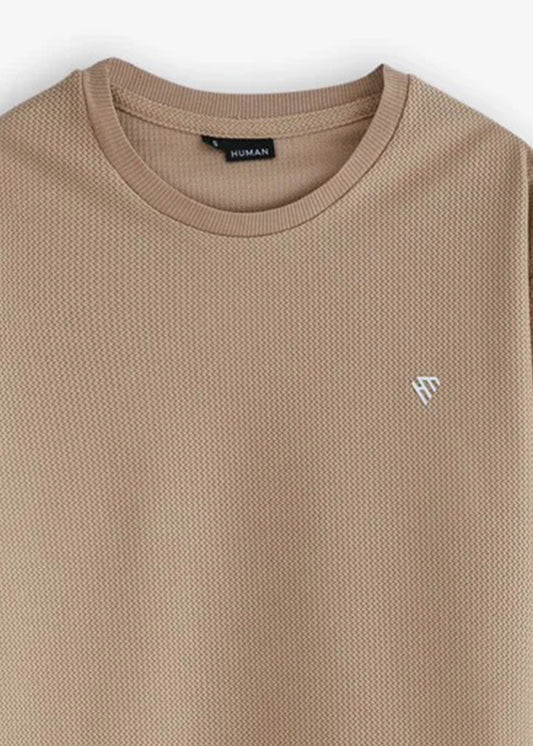 WOMEN BEIGE WAFFLE KNIT TRACKSUIT