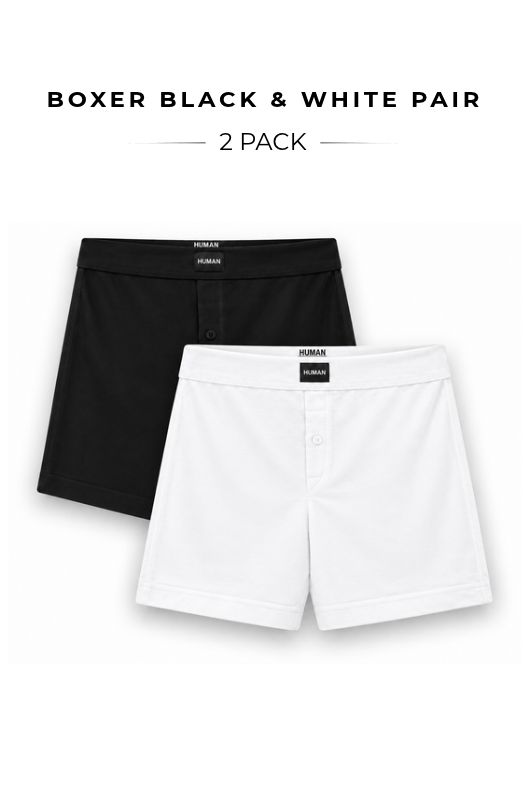 BLACK & WHITE SEAMLESS RIB KNIT BOXER (PACK OF 2)