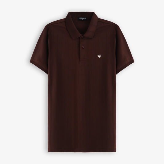 WOMEN CHOCOLATE BROWN DROP NEEDLE POLO