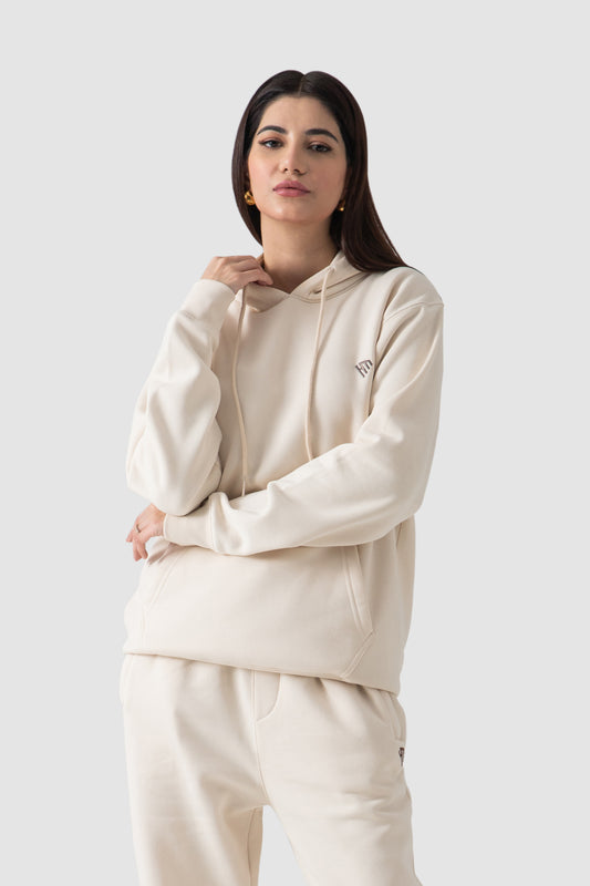 WOMEN PULLOVER HOODIE-OFF WHITE