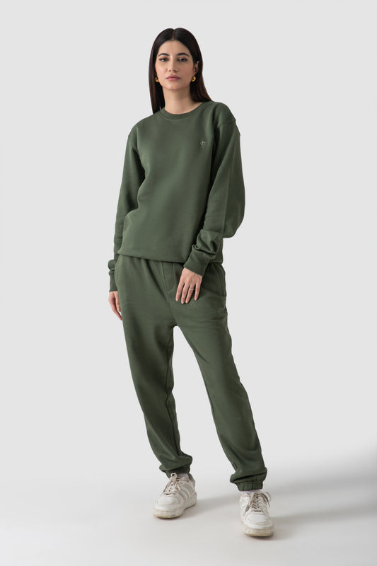 WOMEN OLIVE GREEN TRACKSUIT