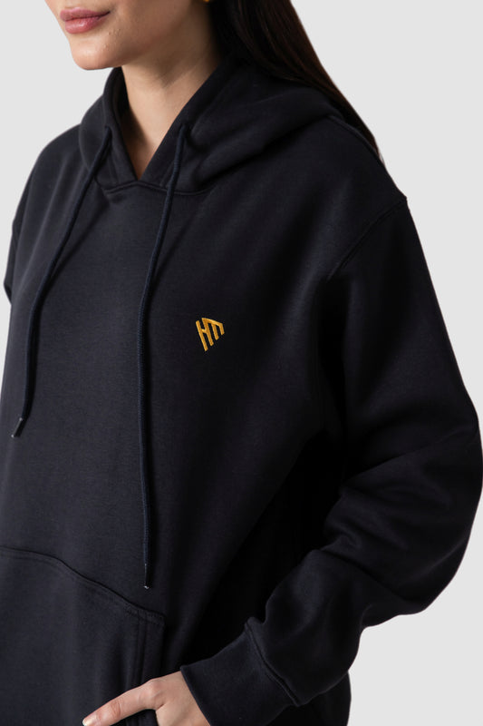 WOMEN PULLOVER HOODIE-BLACK