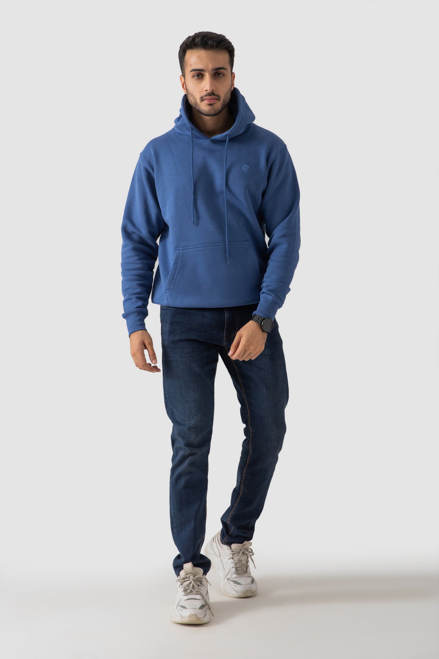 PULL OVER HOODIE - DENIM BLUE