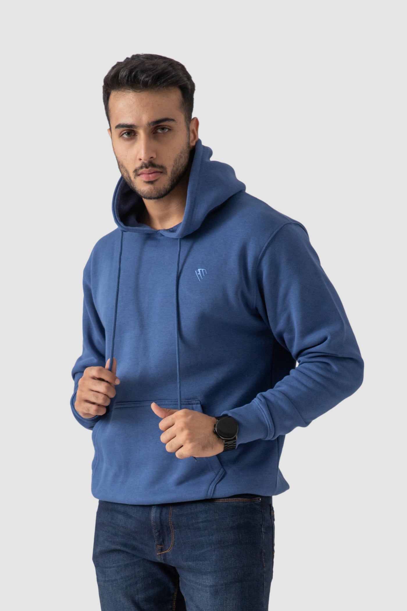 PULL OVER HOODIE - DENIM BLUE