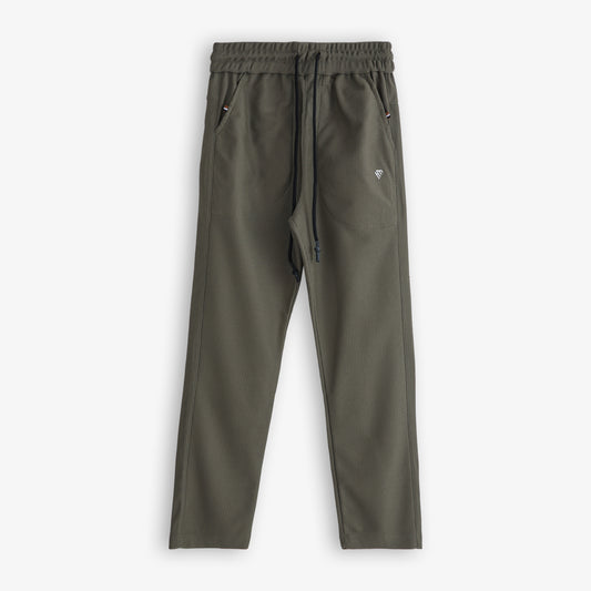 OLIVE WAFFLE KNIT TROUSER
