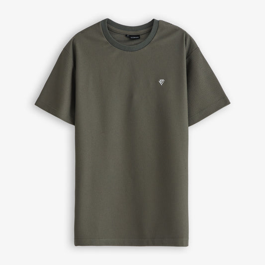 OLIVE WAFFLE KNIT TEE