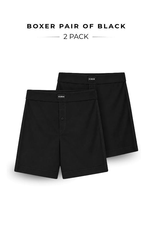 BLACK SEAMLESS RIB KNIT BOXER (PACK OF 2)