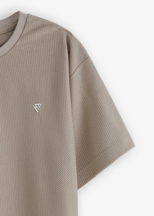 WOMEN STONE WAFFLE KNIT TEE